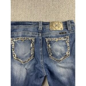 Miss Me Signature Ankle Skinny Jeans Womens 32 (34) Sequin Embellished Y2K Bling
